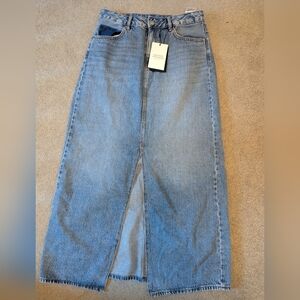 NWT Vero Moda Hart Slit Denim Skirt In Medium Blue